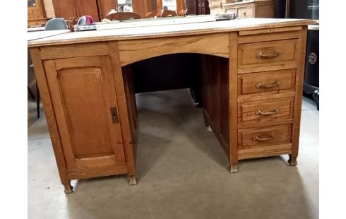 BUREAU chene double face à tiroirs