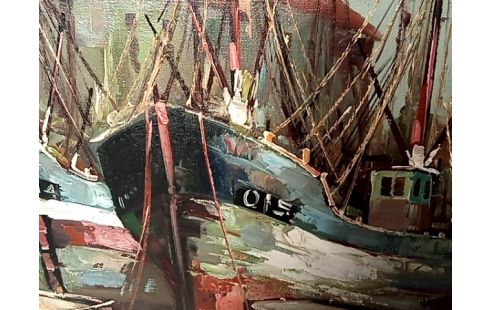 HUILE SUR TOILE MARINE SIGNE MEES