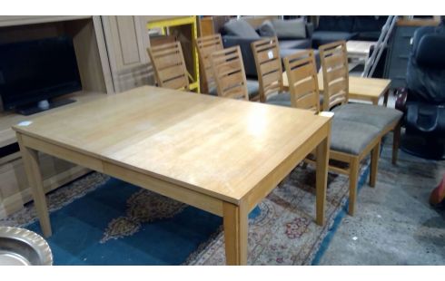 TAB SAM + 4 CHAISES CHENE CLAIR ALLONGE