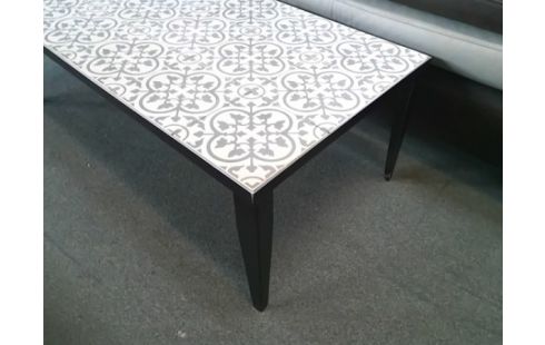 TABLE BASSE FER ET CARRELAGE