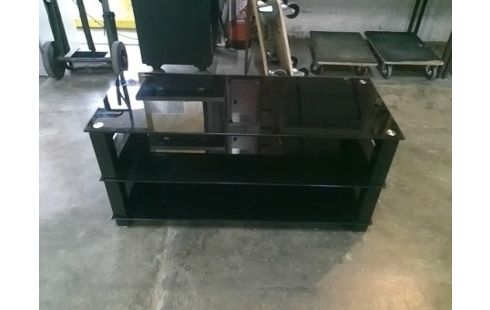 MEUBLE TV VERRE TREMPÉ NOIR