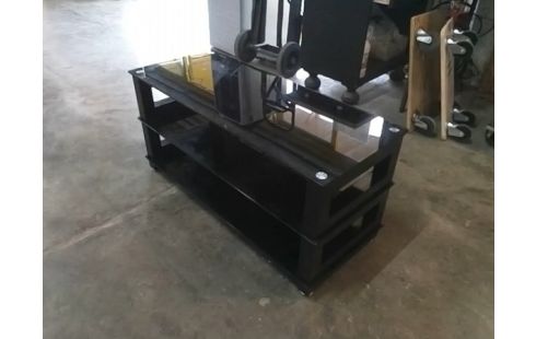 MEUBLE TV VERRE TREMPÉ NOIR