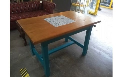 TABLE DE CUISINE CHENE RELOOKÉE RECTANGULAIRE