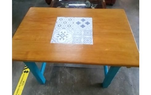 TABLE DE CUISINE CHENE RELOOKÉE RECTANGULAIRE