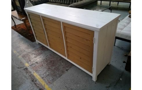 BUFFET BAS BICOLORE BLANC BOIS NATUREL 160 X 65 X 45 PROF