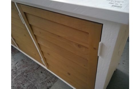 BUFFET BAS BICOLORE BLANC BOIS NATUREL 160 X 65 X 45 PROF