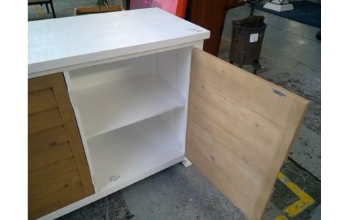 BUFFET BAS BICOLORE BLANC BOIS NATUREL 160 X 65 X 45 PROF