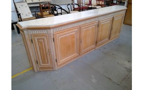 BUFFET LONG MARBRE BLANC CERUSE