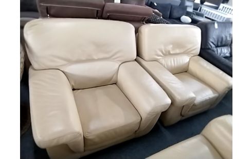 CANAPE CUIR JAUNE AVEC 2 FAUTEUILS