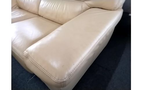 CANAPE CUIR JAUNE AVEC 2 FAUTEUILS