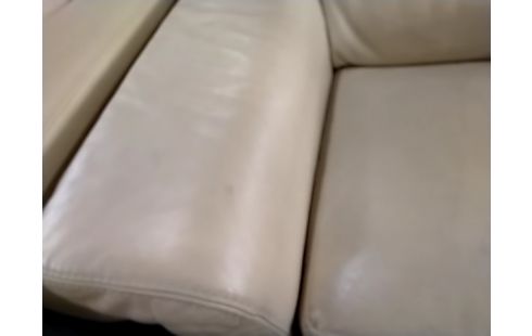 CANAPE CUIR JAUNE AVEC 2 FAUTEUILS