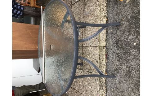 TABLE RONDE MÉTAL VERRE EXTÉRIEUR