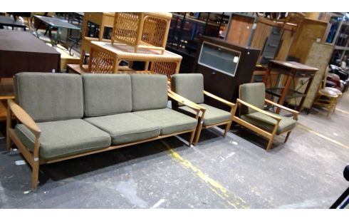 SALON (BANQUETTE + 2 FAUTEUILS) PAR ERIK WORTS 1960S