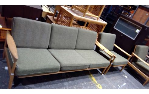SALON (BANQUETTE + 2 FAUTEUILS) PAR ERIK WORTS 1960S