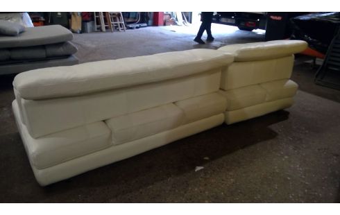 ECKSOFA 1 VERSTELLBAR LEDER WEISS
