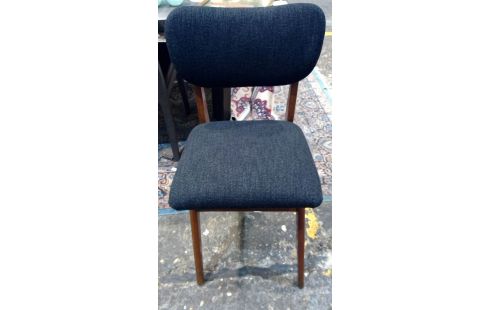 STUHL TEAKHOLZ STOFF GRAU SKANDINAVISCH