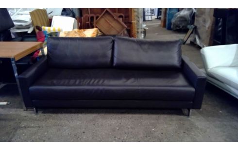 CANAPE 3 PLACES EN CUIR BRUN ROLF BENZ