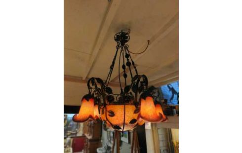 LUSTRE PATE DE VERRE ROUGE