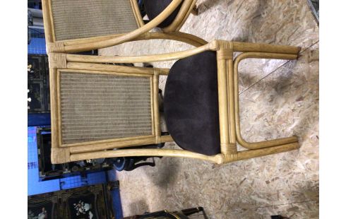 2 CHAISES BAMBOU ASSISE BRUNE