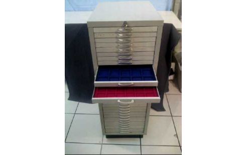 MÜNZSCHRANK METALL 2-TLG 30-SCHUBLADEN