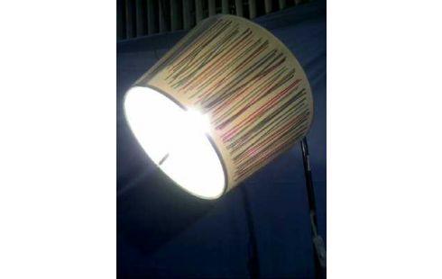 STEHLAMPE SCHIRM STOFF GESTREIFT BUNT