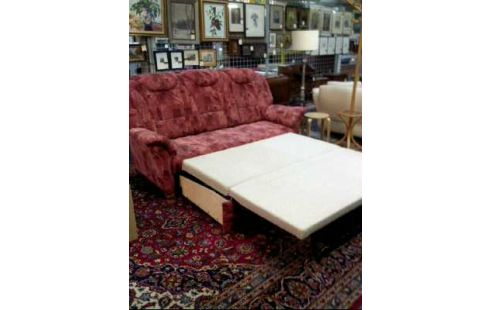 SOFA STOFF GEMUSTERT ROT MIT SCHLAFFUNKTION