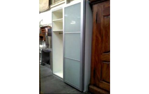 SCHRANK 2-SCHIEBETÜREN 6-EBENEN GRAU/WEIß