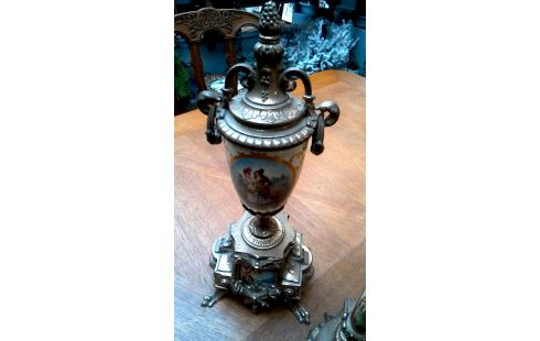 KAMINAUFSATZ, , UHR, , KANDELABER KUPFER