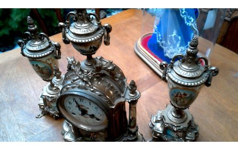 KAMINAUFSATZ, , UHR, , KANDELABER KUPFER