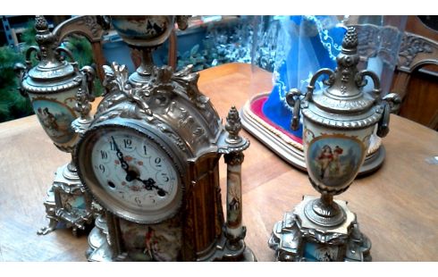 KAMINAUFSATZ, , UHR, , KANDELABER KUPFER