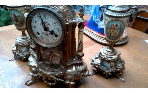 KAMINAUFSATZ, , UHR, , KANDELABER KUPFER