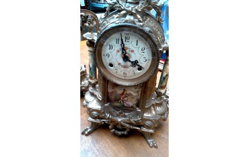 KAMINAUFSATZ, , UHR, , KANDELABER KUPFER