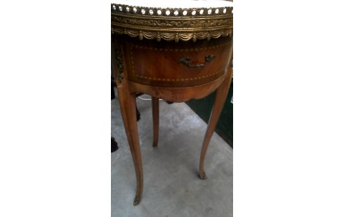 MEUBLE D'APPOINT ROND ITALIEN, , MARQUETERIE MARBRE 1 TIROIR