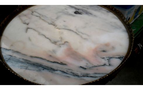 MEUBLE D'APPOINT ROND ITALIEN, , MARQUETERIE MARBRE 1 TIROIR