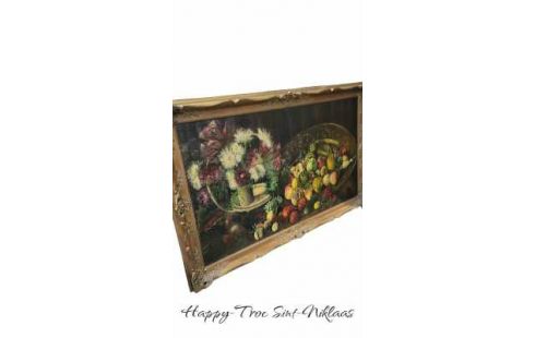 PEINTURE, , NATURE MORTE GRAND, , CADRE DORE DEDICACE