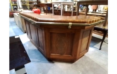 BAR COMPTOIR EN ANGLE ACAJOU + 5 TABOURETS