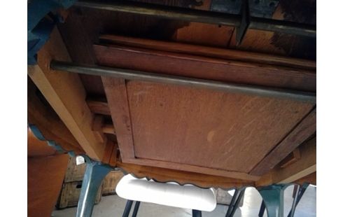 TABLE ROBNDE CHENE BICOLORE ALLONGES INTERGREES