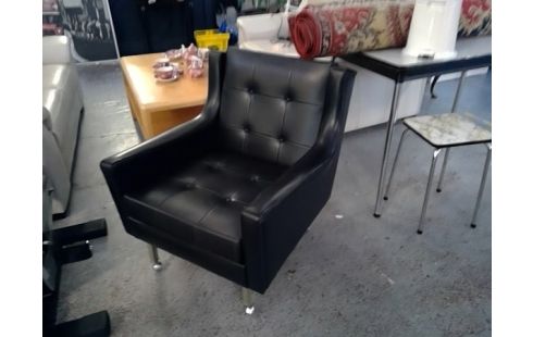 FAUTEUIL VINTAGE SIMILI NOIR