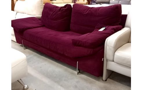 CANAPE tissu bordeau liseret et pied chrome