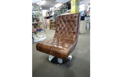 FAUTEUIL PIVOTANT CUIR VIEILLI