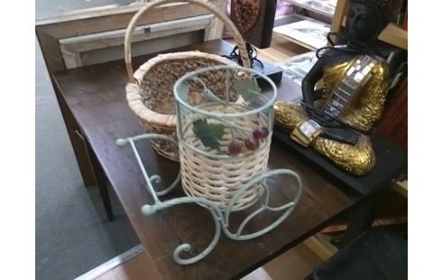 PORTE BOUTEILLE PAILLE ET FER