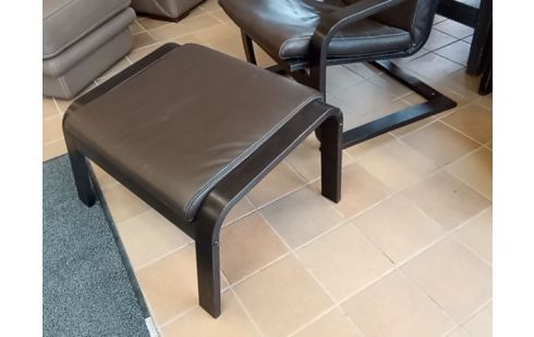 FAUTEUIL IKEA+REPOSE PIED CUIR BRUN