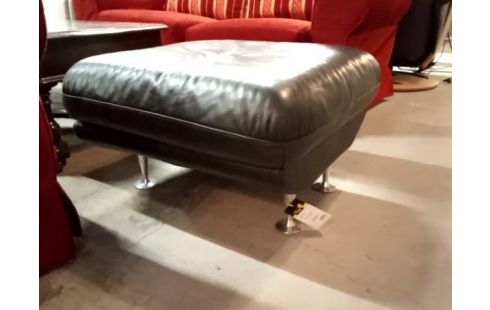 POUF cuir bleu pied chrome