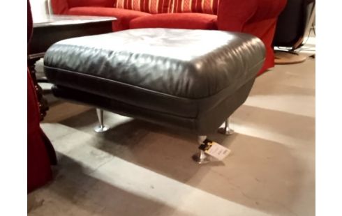 POUF cuir bleu pied chrome