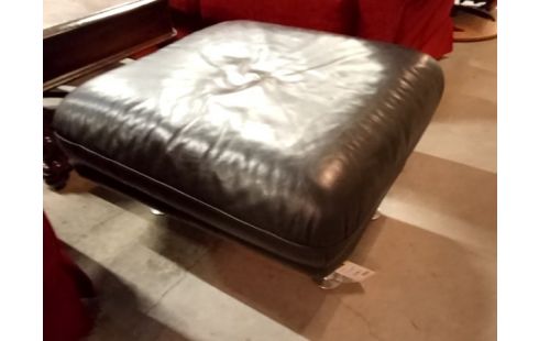 POUF cuir bleu pied chrome