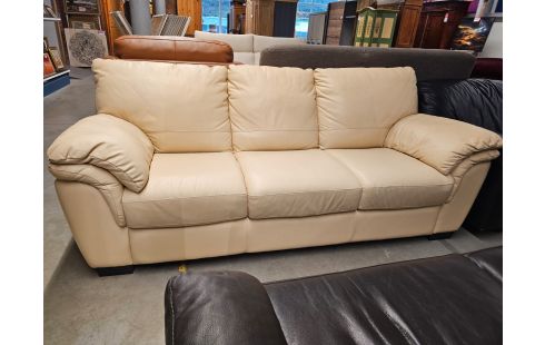 CANAPE 3P CUIR BEIGE ITALSOFA
