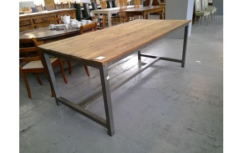 TABLE DE SALLE A MANGER MODERNE METAL BROSSE