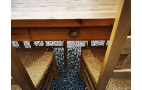 TABLE DE SALLE A MANGER PIN RECTANGULAIRE + 6 CHAISES + 2 ALLONGES