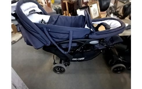 POUSSETTE DOUBLE BLEUE CHIC 4 BABY