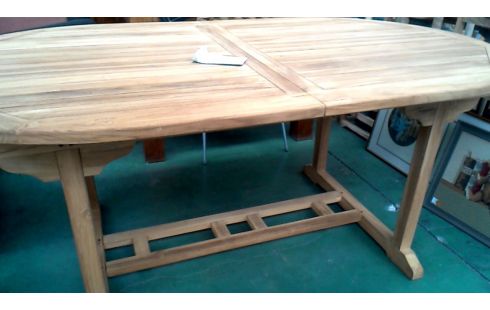 TABLE DE JARDIN OVALE TECK MET ALLONGE